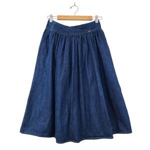 Vintage Leon Max Size 5/6 Denim Jean Flare Maxi Skirt 90's A-line Midi Romantic